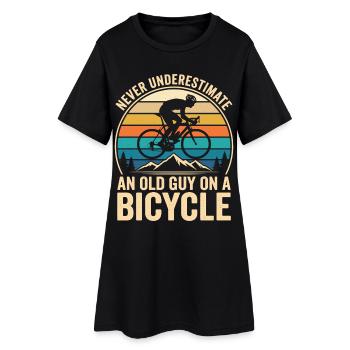 Ne sous-estimez jamais un vieil homme à vélo - Robe T-shirt Femme - noir - Devant
