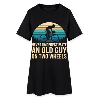 Motif de silhouette de cycliste à rayures de coucher de soleil - Robe T-shirt Femme - noir - Devant