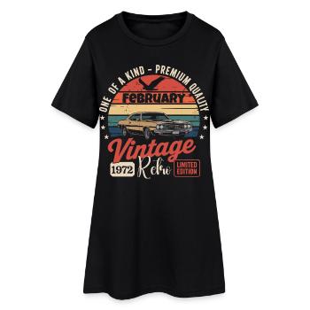 Cadeau Anniversaire Rétro Vintage de Février 1972 - Robe T-shirt Femme - noir - Devant