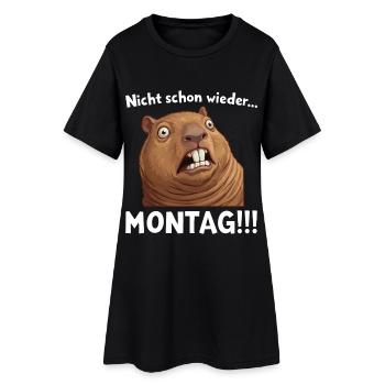 Capybara Spruch: Nicht schon wieder Montag! - Frauen T-Shirt-Kleid - Schwarz - Vorne