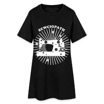Nähmaschinen Design - White - Frauen T-Shirt-Kleid - Schwarz - Vorne