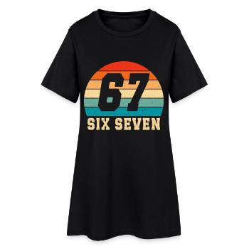 67 Six Seven Brainrot  - Frauen T-Shirt-Kleid - Schwarz - Vorne