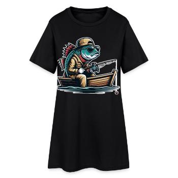 Pêcheurs à la ligne - Robe T-shirt Femme - noir - Devant