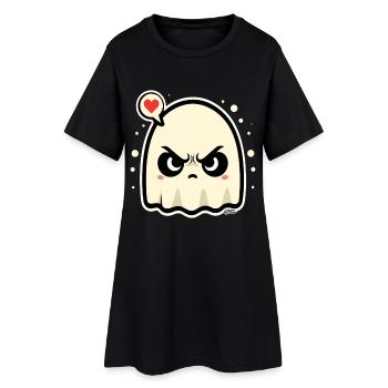 Angry Ghost with Heart Speech Bubble - Women’s T-Shirt Dress - black - Front