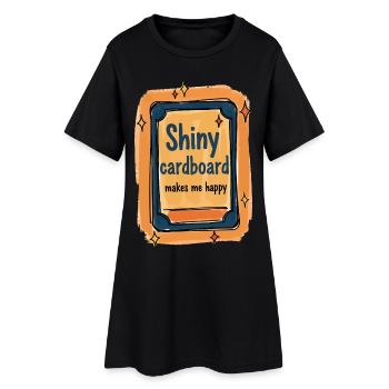 Shiny Cardboard Makes Me Happy Trading Card - Women’s T-Shirt Dress - black - Front