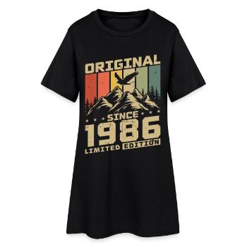 Cadeau d’anniversaire vintage original de 1986 - Robe T-shirt Femme - noir - Devant