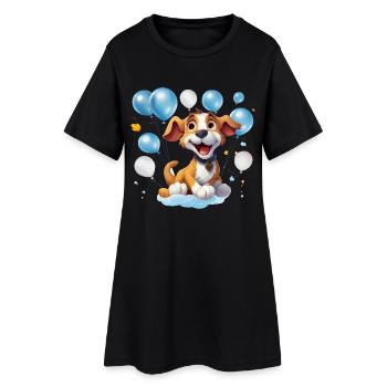 Look drôle de chien en ballon en fête - Robe T-shirt Femme - noir - Devant