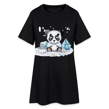 Panda câlin dans le trésor de glace - Robe T-shirt Femme - noir - Devant