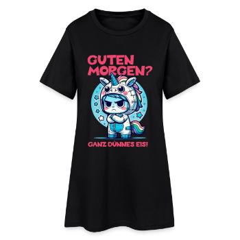Einhorn Morgenmuffel Shirt Dünnes Eis - Robe T-shirt Femme - noir - Devant
