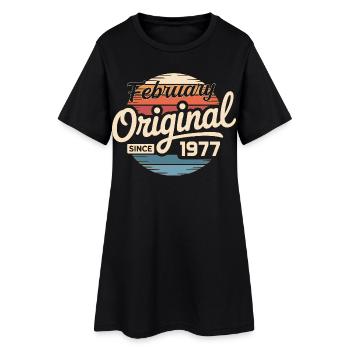 Février 1977 Cadeau d’anniversaire Février 1977 - Robe T-shirt Femme - noir - Devant
