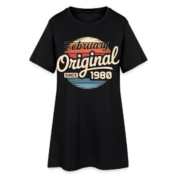 Februar 1980 Geburtstagsgeschenk Februar 1980 - Frauen T-Shirt-Kleid - Schwarz - Vorne