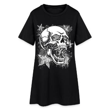 Crâne en éclaboussures grunge - Robe T-shirt Femme - noir - Devant