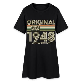 Originales Retro-Kassetten-T-Shirt von 1948 - Frauen T-Shirt-Kleid - Schwarz - Vorne