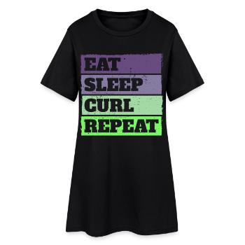 Eat Sleep Curl Repeat Rétro Vintage Sport Look - Robe T-shirt Femme - noir - Devant