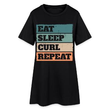 Eat Sleep Curl Repeat Rétro Vintage Sport Look - Robe T-shirt Femme - noir - Devant