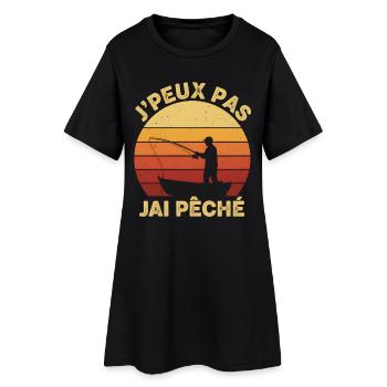 J'peux pas j'ai Pêche au coucher solaire - Robe T-shirt Femme - noir - Devant