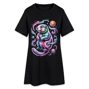 Otter Space Shirt – Planet and Stars - Women’s T-Shirt Dress - black - Front
