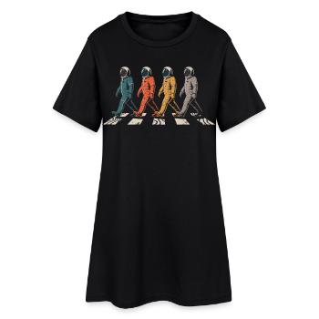 Astronaut Crossing T-Shirt – Space Walk  - Frauen T-Shirt-Kleid - Schwarz - Vorne