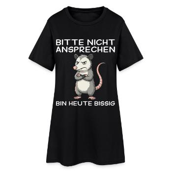 Lustiges Opossum Morgenmuffel: Nicht ansprechen! - Frauen T-Shirt-Kleid - Schwarz - Vorne