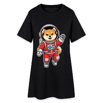 Chien Shiba Inu Astronaute Espace Rouge - Robe T-shirt Femme - noir - Devant