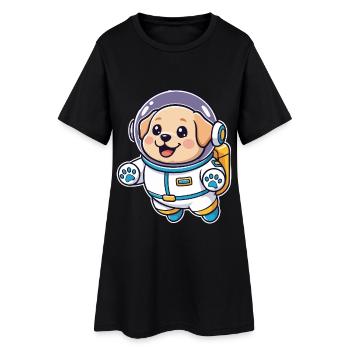 Chien Golden Retriever Astronaute Espace Mignon - Robe T-shirt Femme - noir - Devant