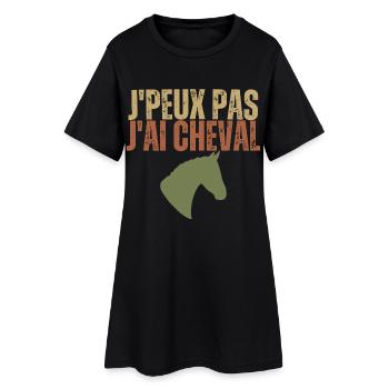 Ich kann nicht, ich habe ein Pferd - Frauen T-Shirt-Kleid - Schwarz - Vorne