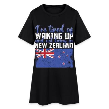 Fatigué de me réveiller sans être en Nouvelle-Zélande - Robe T-shirt Femme - noir - Devant