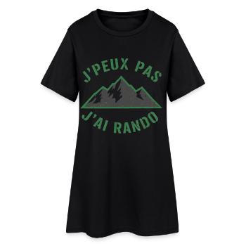 Montagnes vertes et slogan Randonnée - Robe T-shirt Femme - noir - Devant