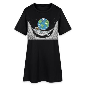 Astronaute Espace Hamac Lune Terre Repos - Robe T-shirt Femme - noir - Devant