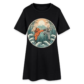 Kung Fu Kampfkunst - Frauen T-Shirt-Kleid - Schwarz - Vorne