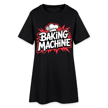 Baking Machine Fun - Frauen T-Shirt-Kleid - Schwarz - Vorne