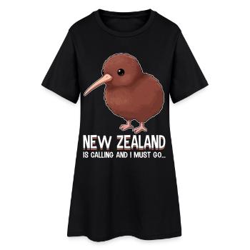 New Zealand Is Calling And I Must Go Kiwi - Women’s T-Shirt Dress - black - Front