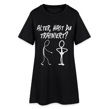 Strichmännchen WARST DU TRAINIEREN LUSTIG - Frauen T-Shirt-Kleid - Schwarz - Vorne
