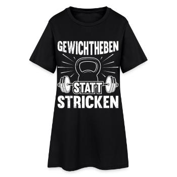 GEWICHTHEBEN STATT STRICKEN Lustiges - Frauen T-Shirt-Kleid - Schwarz - Vorne