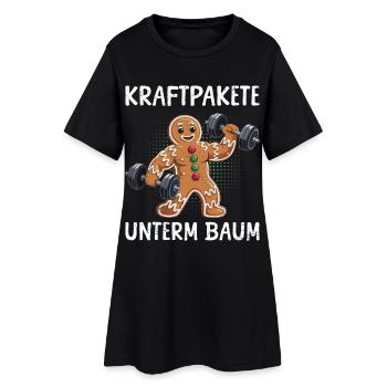 Gingerbread Man POWERHOUSES UNDER THE TREE Funny - Women’s T-Shirt Dress - black - Front