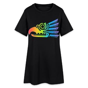 Multicolor tribal bird head - Women’s T-Shirt Dress - black - Front