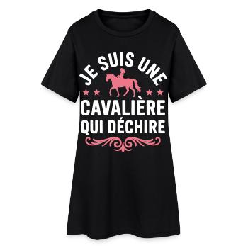 Cadeau Une cavalière équitation cheval qui déchire - Robe T-shirt Femme - noir - Devant