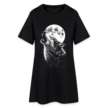 Loup, Lune, Nature, Nature sauvage, Animal - Robe T-shirt Femme - noir - Devant