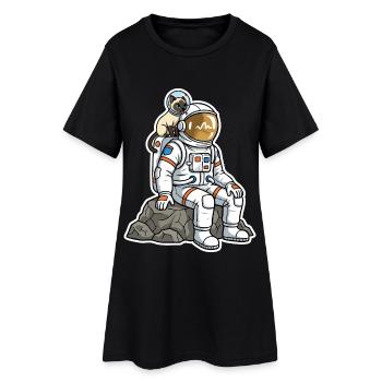 Chat Siamois Astronaute Espace Compagnon - Robe T-shirt Femme - noir - Devant