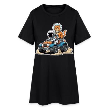 Red Cat Astronaut Quad Lunar Space - Frauen T-Shirt-Kleid - Schwarz - Vorne