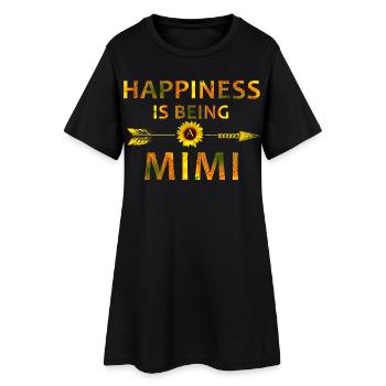 Happiness Is Being Mimi – Sunflower Floral Shirt - Women’s T-Shirt Dress - black - Front