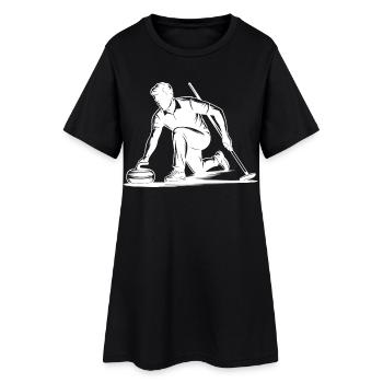 Silhouette d’action d’athlète Homme Curling - Robe T-shirt Femme - noir - Devant