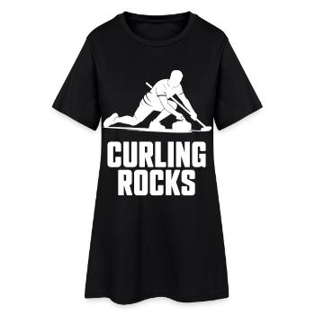 Curling Rocks Winter Sports Silhouette Man - Robe T-shirt Femme - noir - Devant