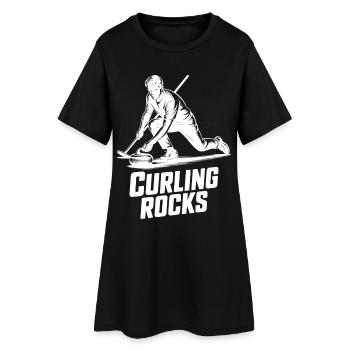 Curling Rocks Winter Sports Silhouette Man - Robe T-shirt Femme - noir - Devant