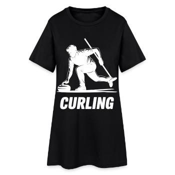 Silhouette d’action d’athlète Homme Curling - Robe T-shirt Femme - noir - Devant