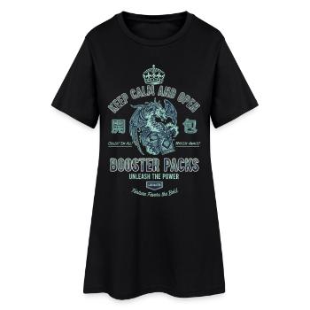 Bleib ruhig und öffne Booster-Packs – entfessle die Kraft - Frauen T-Shirt-Kleid - Schwarz - Vorne