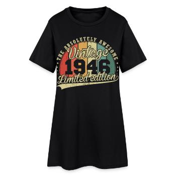 Cadeau d’anniversaire vintage Vinatge rétro 1946 - Robe T-shirt Femme - noir - Devant