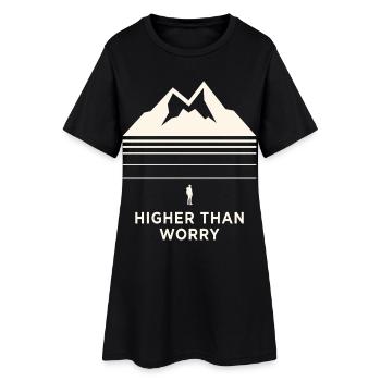Higher Than Worry Berg Motiv - Frauen T-Shirt-Kleid - Schwarz - Vorne