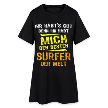 Cadeau Surfeur - Robe T-shirt Femme - noir - Devant