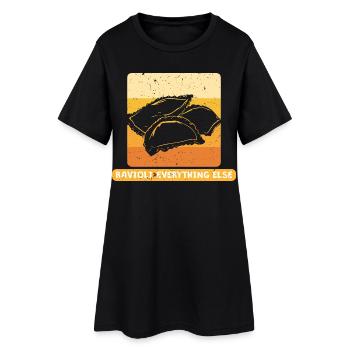 Ravioli > par-dessus tout le reste - Robe T-shirt Femme - noir - Devant